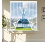 Mosquiteras para Ventana 135 x 140 cm Varios Tallas, Cierre Automático, No Requiere Herramientas, Mantiene El Aire Fresco Cortina Antimosquitos para Todas Las Ventana, Blanco