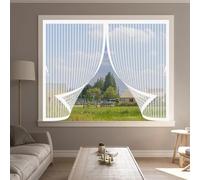 Mosquiteras para Ventana 200 x 200 cm Cierre Automático de Arriba a Abajo, Mantiene El Aire Fresco Dentro y Los Bichos Fuera Cortina Antimosquitos para Todas Las Ventana, Blanco