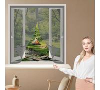 Mosquiteras para Ventana 85 x 125 cm Cierre Automático, Automáticamente y Mantiene El Aire Fresco, La Cortina Magnética Es Ideal Cortina de Malla para Todas Las Ventana, Gris