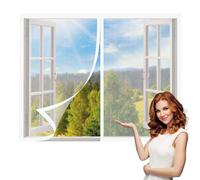 Mosquiteras para Ventanas 105 x 105 cm sin Taladrar Ni Atornillar Mosquitera Ventanas Adhesiva Fácil de Ensamblar Autoadhesivo Adecuada para Decoración Del Hogar, Blanco