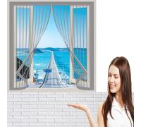 Mosquiteras para Ventanas 115 x 107 cm Cierre Automático Malla Mosquitera para Ventanas Adiós a Los Mosquitos para de Dormitorio Salón, Gris