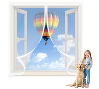 Mosquiteras para Ventanas 118 x 95 cm sin Taladrar Cortinas Magneticas con Cierre Automático Sellado Automaticamente para La Mayoría de Los Tipos de Ventanas, Blanco