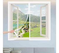Mosquiteras para Ventanas 125 x 130 cm Protección Contra Mosquitos y Moscas Mosquitera Ventana Fácil Instalación Adhesiva para Todas Las Ventanas, Blanco