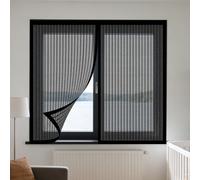 Mosquiteras para Ventanas 145 x 150 cm sin Taladrar Ni Atornillar Mosquiteras Fácil Instalación, Sin Taladrar Ni Atornillar para Ventana de Bricolaje para Caseras Oficina, Negro