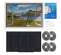 Mosquiteras para Ventanas 4 Set, 130x150cmMosquitera Ventana, Mosquitera Autoadhesiva, Mosquiteras sin taladrar ni atornillar, Mosquitera velcro para todas las ventanas, tragaluces