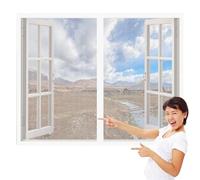 Mosquiteras para Ventanas 60 x 125 cm Protección Contra Mosquitos y Moscas Mosquitera Ventanas Adhesiva Lavables Adecuada para Decoración Del Hogar, Blanco