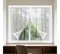Mosquiteras para Ventanas 75 x 145 cm Imanes Se Cierran Automáticamente Mosquiteras Fácil de Limpiar para Todas Las Ventanas Interiores y Exteriores, Blanco