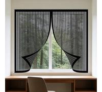 Mosquiteras para Ventanas 75 x 145 cm Imanes Se Cierran Automáticamente Mosquiteras Fácil de Limpiar para Todas Las Ventanas Interiores y Exteriores, Negro