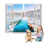Mosquiteras para Ventanas Abatibles 109 x 104 cm sin Taladrar Autosellada con Imanes Sellado Automaticamente para Todas Las Ventanas Interiores y Exteriores, Blanco