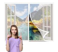 Mosquiteras para Ventanas Abatibles 160 x 127 cm sin Taladrar Mosquiteras con Imán para Ventana Abatible Cierra Automáticamente para La Mayoría de Los Tipos de Ventanas, Blanco
