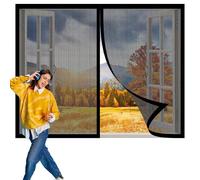 Mosquiteras para Ventanas Enrollables 84 x 204 cm sin Taladrar Cortina Magnética Pegado Cierre Magnético Automático para Balcón y Puerta Ventana, Negro