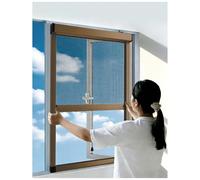 Mosquiteras para Ventanas Enrollables, Medida Mosquitera Ventana Enrollable Desmontable y Oculta, Corredera Vertical Mosquito Net con Marco de Aleación de Aluminio y Malla Nanométrica de PPT(Gold)