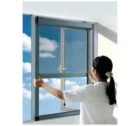 Mosquiteras para Ventanas Enrollables, Medida Mosquitera Ventana Enrollable Desmontable y Oculta, Corredera Vertical Mosquito Net con Marco de Aleación de Aluminio y Malla Nanométrica de PPT(Verde)