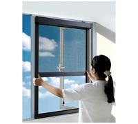 Mosquiteras para Ventanas Enrollables, Medida Mosquitera Ventana Enrollable Desmontable y Oculta, Corredera Vertical Mosquito Net con Marco de Aleación de Aluminio y Malla Nanométrica de PPT(Negro)