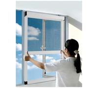 Mosquiteras para Ventanas Enrollables, Medida Mosquitera Ventana Enrollable Desmontable y Oculta, Corredera Vertical Mosquito Net con Marco de Aleación de Aluminio y Malla Nanométrica de PPT(Blanco)