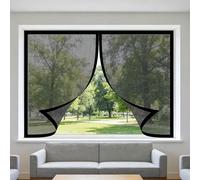 Mosquiteras para Ventanas Magnética 145 x 130 cm sin Taladrar Ni Atornillar Mosquitera Ajustable Ventanas Lavables para Ventana de Bricolaje para Caseras Oficina, Negro
