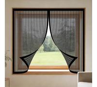 Mosquiteras para Ventanas Magnética 50 x 105 cm sin Taladrar Ni Atornillar Ventana Contra Insectos y Moscas Fácil de Ensamblar Autoadhesivo para Balcón Corredera Terraza, Negro