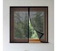Mosquiteras para Ventanas Magnética 95 x 110 cm sin Taladrar Ni Atornillar Mosquitera Ajustable Ventanas Fácil de Ensamblar Autoadhesivo para Balcón Corredera Terraza, Negro