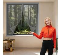 Mosquiteras para Ventanas Magneticas 125 x 140 cm Protección Contra Mosquitos y Moscas Cortinas Mosquitera Ventana Fácil de Ensamblar Autoadhesivo para Todas Las Ventanas, Gris