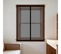Mosquiteras para Ventanas Magneticas 50 x 75 cm sin Taladrar Ni Atornillar Mosquitera Ventanas Adhesiva Lavables para Balcón Corredera Terraza, Negro