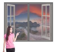 Mosquiteras para Ventanas Magneticas 80 x 160 cm Protección Contra Mosquitos y Moscas Mosquitera Magnética Ventana Fácil de Limpiar para Balcón Corredera Terraza, Gris