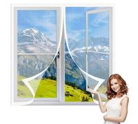Mosquiteras para Ventanas Magneticas 85 x 150 cm Mantiene Insectos, Moscas y Mosquitos Fuera Mosquitera sin Taladrar Fácil Instalación Adhesiva para Todas Las Ventanas, Blanco