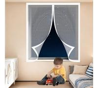 Mosquiteras para Ventanas Magneticas 95 x 110 cm Protección Contra Mosquitos y Moscas Mosquitera Ajustable Ventanas Lavables para Todas Las, Blanco