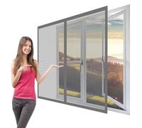 Mosquiteras para Ventanas Magneticas 95 x 90 cm Imanes Se Cierran Automáticamente Ajustable Mosquitera Ventana Magnetica Fácil de Limpiar para Balcón Corredera Terraza, Gris