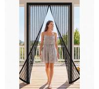 Mosquiteras Puertas Magneticas 153 x 226 cm Cierre Magnético de Arriba a Abajo Mosquitera Magnética Puerta No Requiere Herramientas Apto para Niños y Mascotas, Negro