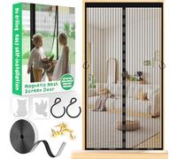Mosquitero magnético para puerta de ventana, 80 x 200 cm, cortina antimosca, para puerta exterior, con imanes potentes y banda mágica, manos libres, cortina de separación de malla
