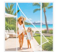 Mosquitero Magnético para Puertas Dobles Blanco 155x205cm Bloquea insectos voladores manteniendo un ambiente fresco y ventilado para cerramientos de cristal y porches de verano