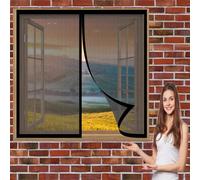 Mosquitero Magnético para Ventana 102 x 175 cm Cortina Ventana Magnética Cierre Automático sin Taladrar Fácil de Instalar Mosquitera Magnética Adecuado para Ventanas, Negro