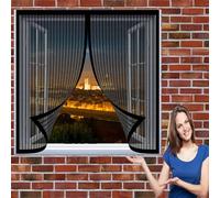 Mosquitero Magnético para Ventana 110 x 102 cm Red de Protección Antimosquitos Cierre Automático sin Taladrar Fácil de Instalar Mosquitera Puertas Adecuada para Varias Ventanas, Negro