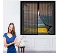 Mosquitero Magnético para Ventana 122 x 124 cm Mosquitera Contra Mosquitos Cierra Automáticamente sin Taladrar Instalacin Fcil Cortina para Ventana para Pasillos/Ventana, Negro