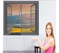 Mosquitero Magnético para Ventana 175 x 124 cm Mosquiteras para Ventanas Cierra Automáticamente sin Taladrar Instalacin Fcil Cortina para Ventana para Pasillos/Ventana, Gris
