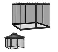 Mosquitero universal de 10 x 10 pies, pantallas de 4 paneles con cremallera de 3 x 3 m para toldo de patio al aire libre, protección duradera negra (mosquitera solamente)