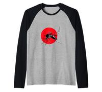 Mosquito Frente al círculo Solar Rojo Camiseta Manga Raglan
