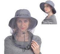 Mosquito Head Net Hat, Safari Hat Sun Hat Bucket Hat with Hidden Net Mesh Protection from Insect Bug Bee Mosquito Gnats for Outdoor Lover Men or Women
