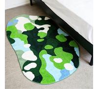 Moss Rug Flower 3D Bath Mat, Long Moss Bathroom Runner Rug Absorbent Non Slip Shower Mat, Flocked Art Washable Carpet, Green Home Decor for Bathroom Bedroom Sink (Summer, 70x160cm(28 * 63in))