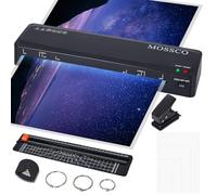 MOSSCO Plastificadora A3 A4 A5 A6, máquina de laminación en frío y caliente con 20 láminas, cortador, redondeador, perforadora y 3 anillas