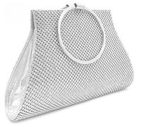 MOSSMON Crystal Clutch Purses Bride and Bridesmaid Handbag Elegant Wristlet Evening Bag for Women Silver Large