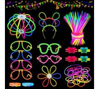 MOSSNDAR Pulseras Luminosas Fluorescentes,232pcs Barras Luminosas Pack,Crear Gafas Flores Collares,Varitas Luminosas para Decoración Fiesta Neon Halloween Navidad Cotillon Nochevieja 2026 Regalo