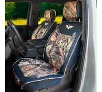 Mossy Oak - Fundas de asiento de camión resistentes para asientos delanteros, se adapta a camionetas de tamaño completo, funda de asiento acolchada con envoltura inferior, bolsillos de almacenamiento