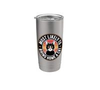 Most Likely To Bring Home A Cat Vaso térmico de acero inoxidable de doble pared