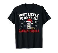 Most Likely To Drink All Santa's Tequila Matching Christmas Camiseta