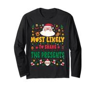 Most Likely To Shake The Presents Outfit Funny Xmas Pajamas Manga Larga