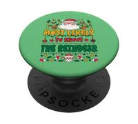 Most Likely To Shoot The Reindeer Outfit Funny Xmas Pajamas PopSockets PopGrip Adhesivo