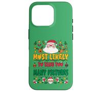Most Likely To Take Too Many Pictures Outfit Funny Xmas Carcasa para iPhone 16 Pro