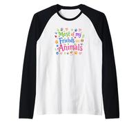 Most of My Friends Are Animals Funny Animal Lover Camiseta Manga Raglan