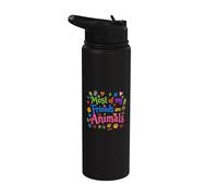 Most Of My Friends Are Animals Funny Animal Lover Stainless Steel Insulated Water Bottle